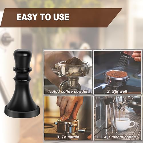Miniatura 5 de 2 en 1 herramienta WDT mejorada Espresso con base de ondulación de café, juego de herramientas de distribución de expreso, 10 agujas de acero