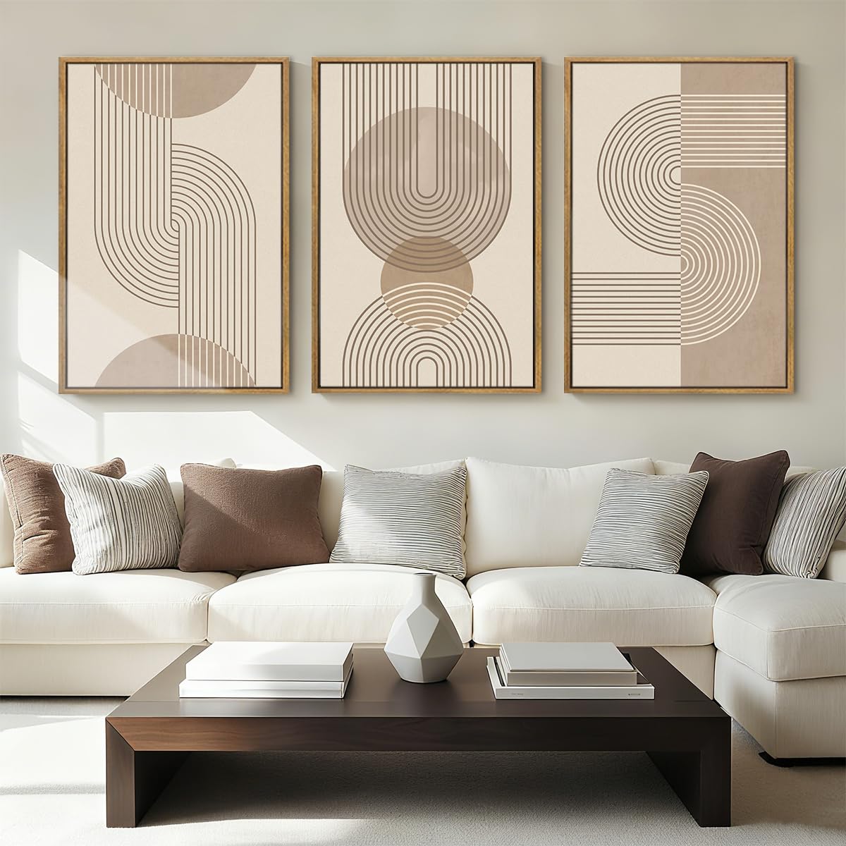 Neutral Boho Wall Art Minimalist Abstract Line Artwork for Living Room Bedroom Office 16x24 Inch Set of 3 — image 1