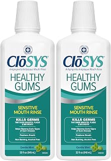 CloSYS Healthy Gums Mouthwash, Pack of 2 (32oz Each) - Alcohol-Free Antiplaque, Anti-Gingivitis, Non-Burning for Sensitive Mouths, 4.5 Stars