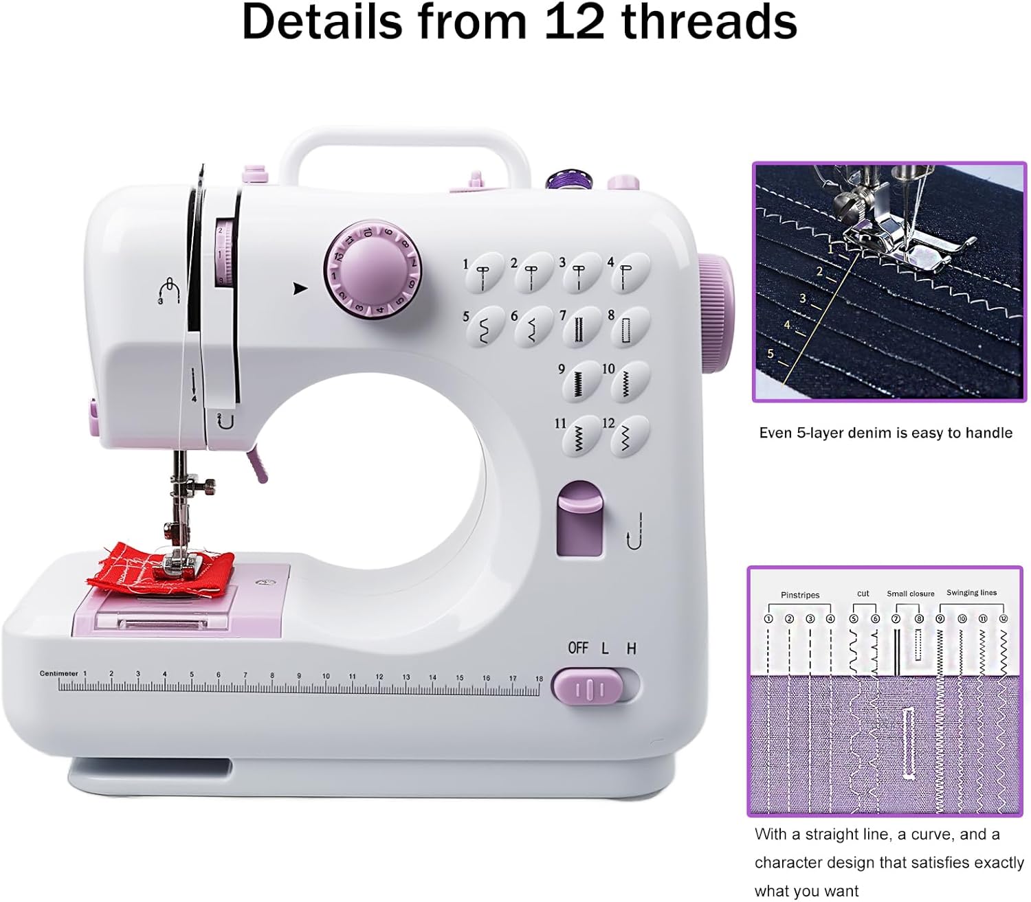 Beginner Sewing Machine with 12 Practical Stitches, 2-Speed Foot Control, Bright LED Lamp, 32-Color Thread Kit, Basic Sewing Supplies, Sewing Machine Table Match, Tool for Kids’ DIY Projects & Mends - Image 7
