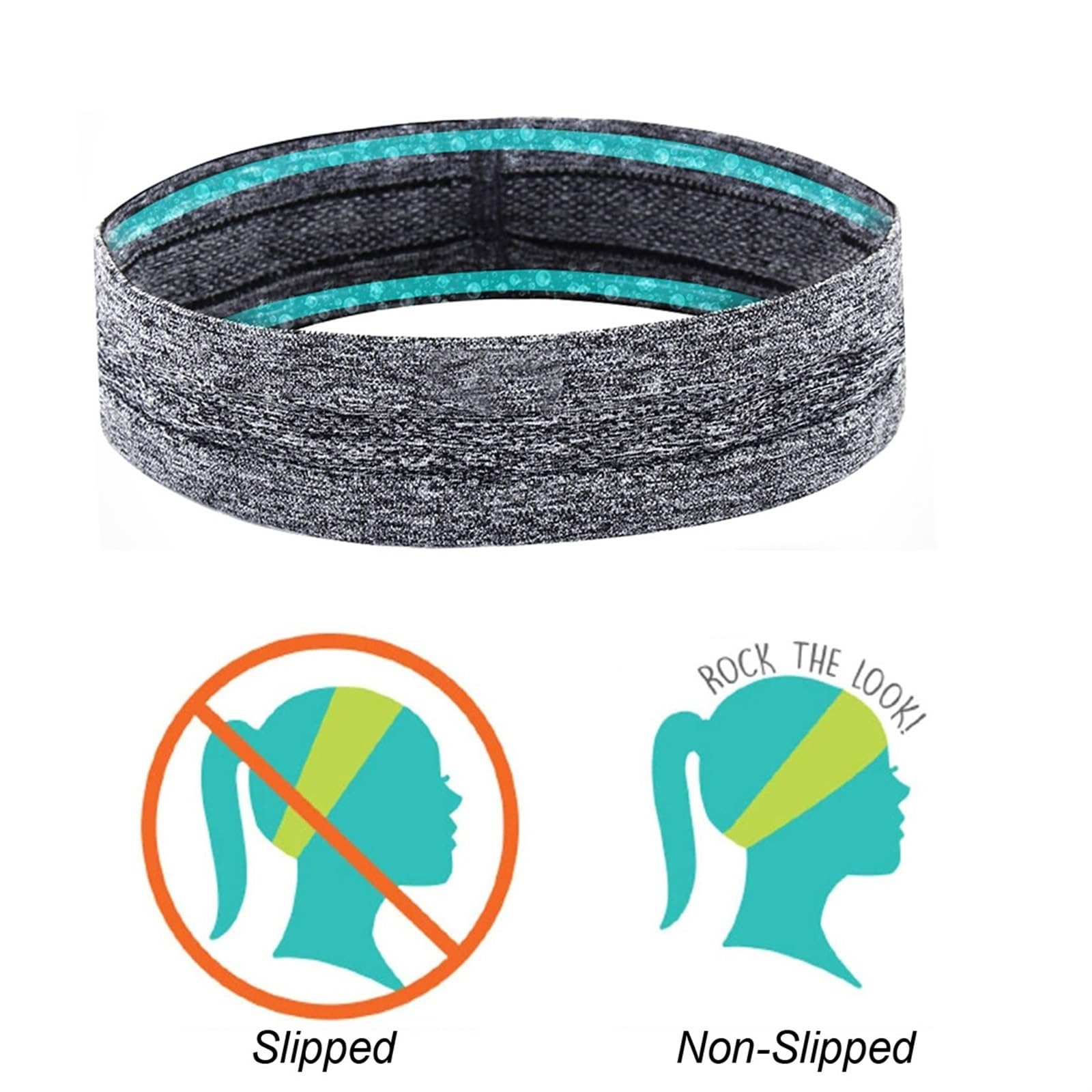 Cinta Pelo Deporte Breathable Yoga Hair Ribbon Sweatband Head Gym Fitness Sports Headbands Running Hair Tape Ribbon Elastic Hair Band Women Men(Sweatband 3pcs C)