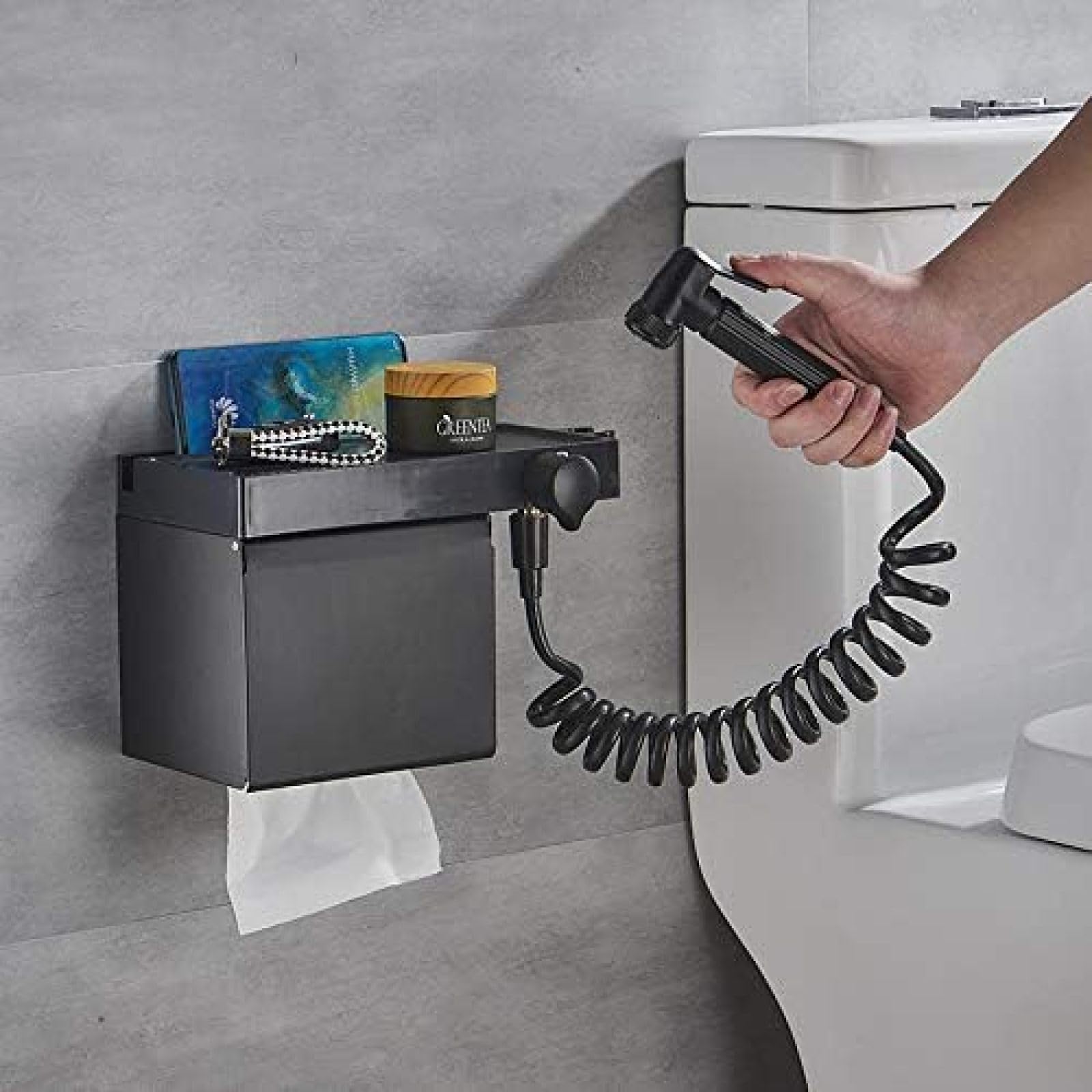 Robinet de bidet noir mat et accessoires de quincaillerie de salle de bains