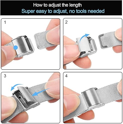 Miniatura 10 de Correa compatible con Samsung Gear S3 FrontierClassicGalaxy Watch de 1.81 pulgadas, correa de malla de acero inoxidable de 0.86 pulgadas con bisel