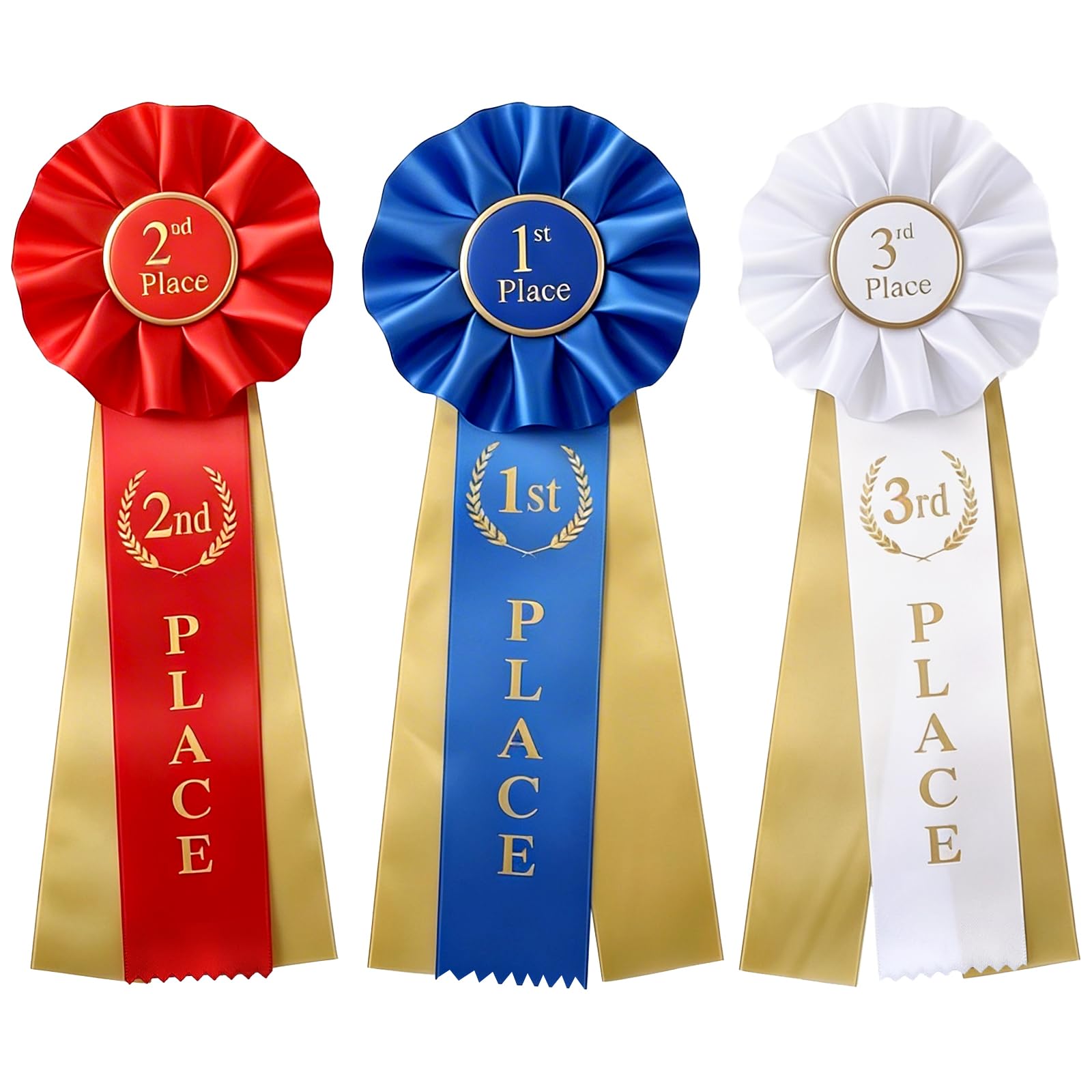 RAHHLIZS 3 Pcs Award Ribbons Participation Medal Rosette 1st 2nd 3rd Place