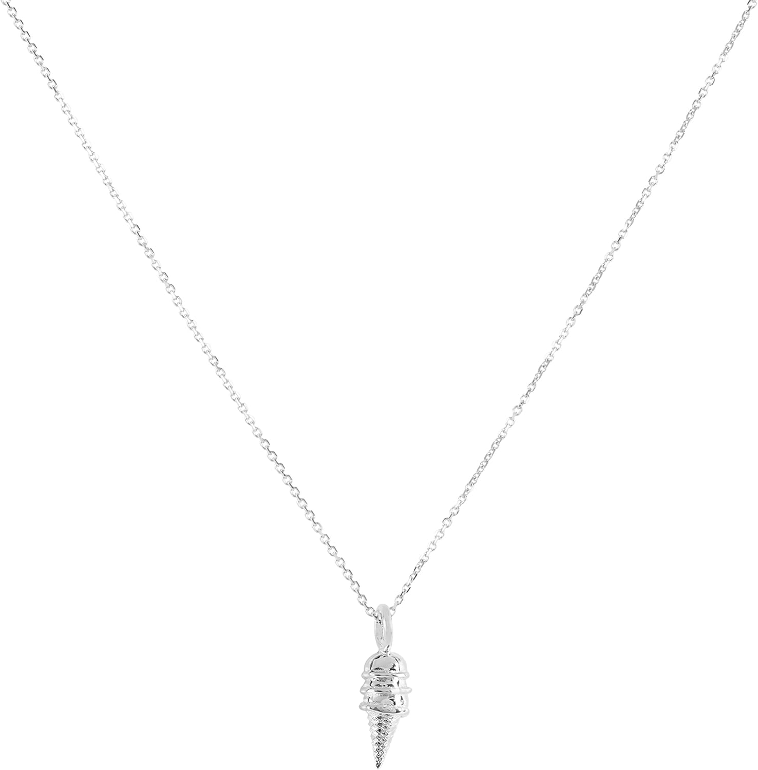 Sterling Silver Ice Cream Cone Pendant Necklace, 18 "