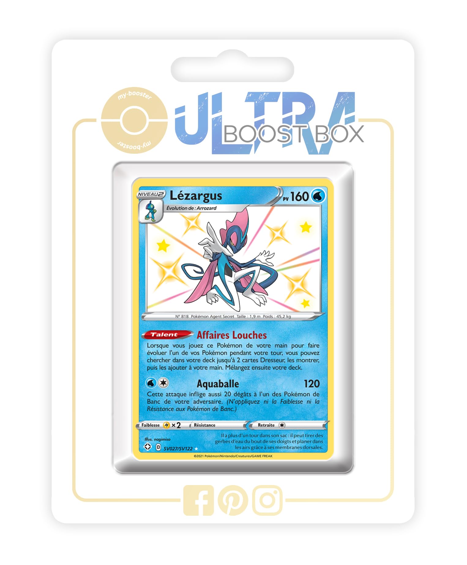 my-booster Lézargus (Inteleon) SV027/SV122 Cromatico Secreto X Écarlate et Violet 4.5 Destinées Radieuses - Box di 10 carte Pokémon Francese