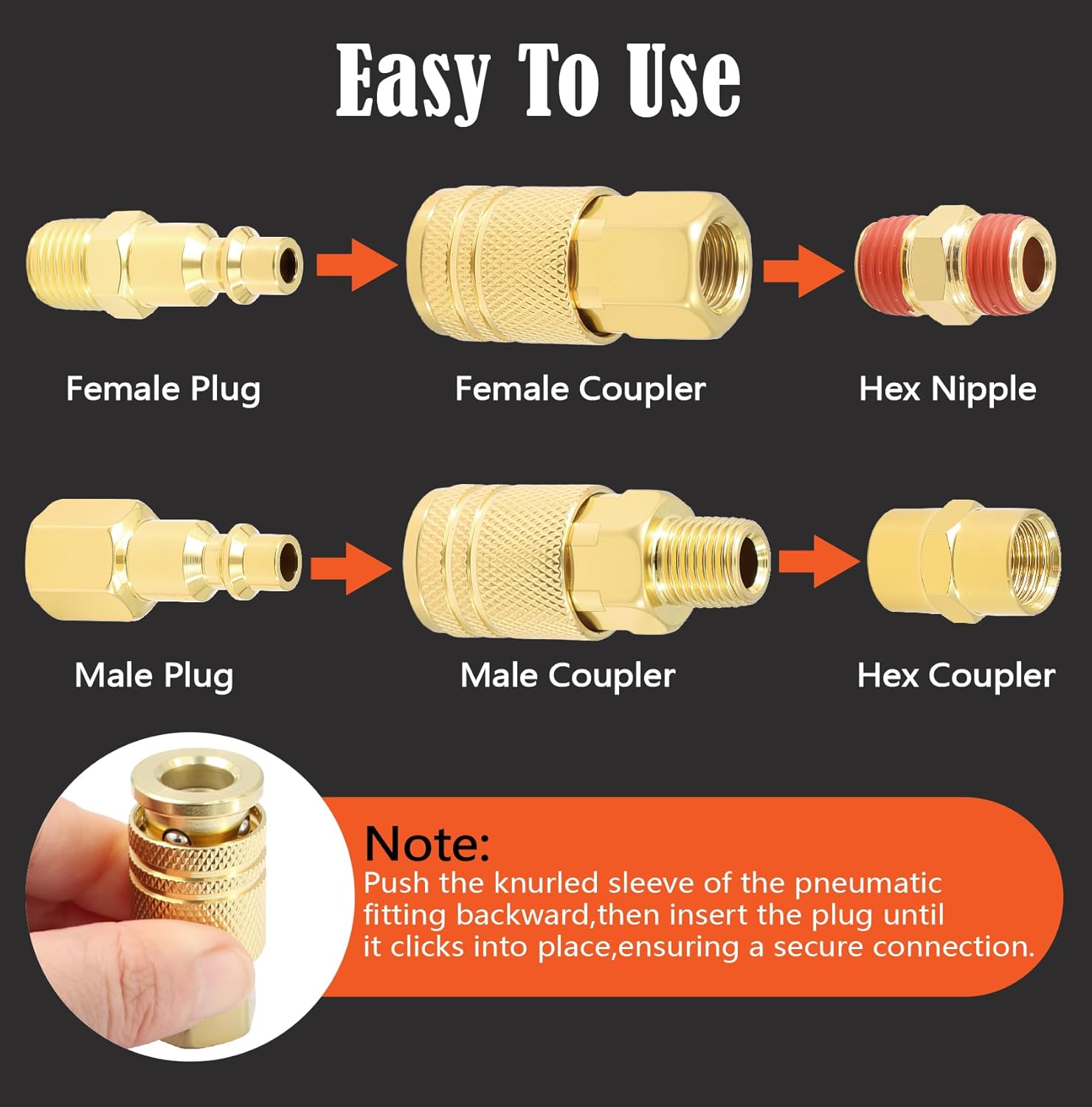 1/4" NPT Air Coupler and Plug Kit,54-Piece Industrial Quick Connect Brass Fittings Set for Air Compressor Accessories and Air Hose