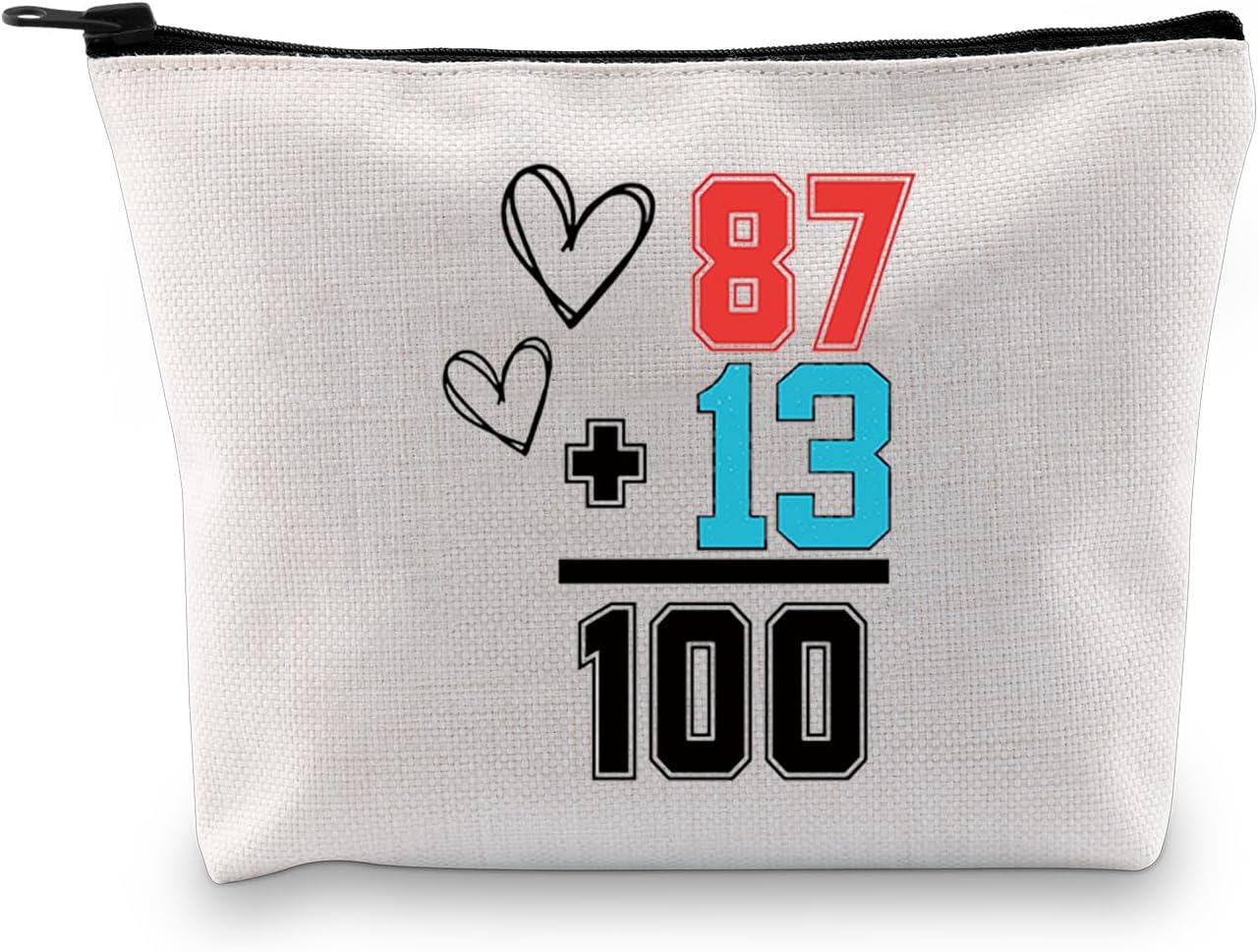 JXGZSOFootball Singer Lover Gift Funny Singer Inspired Cosmetic Bag 87 Plus 13 Equals 100 Makeup Bag Singer Luck Number Gift