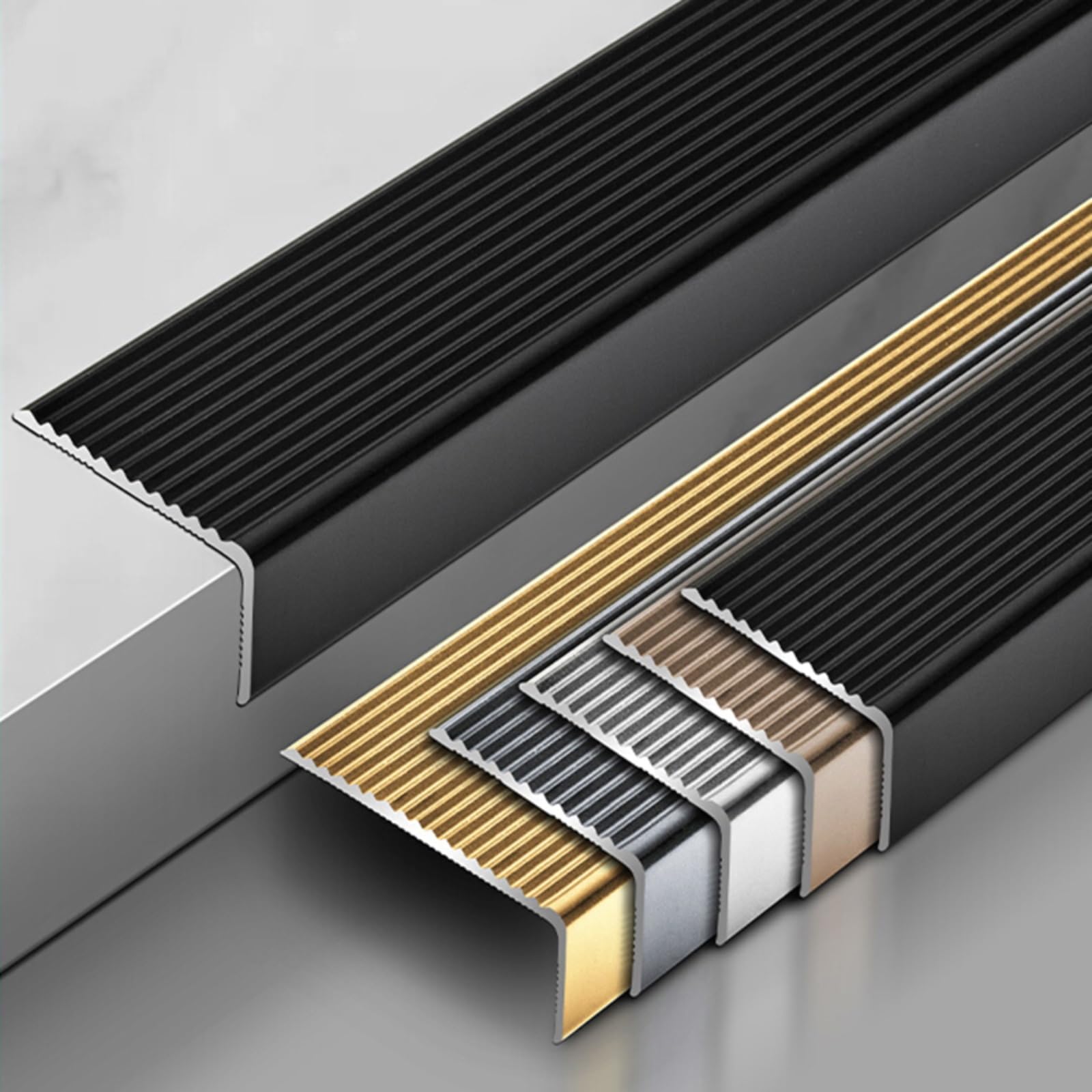 Perfil De Borde De Escalera Tira, Fácil De Instalar, Perfil De Aluminio Para Escaleras, para Escaleras Para Escalones Madera Metal Baldosas, Perfil De Antideslizante Borde Escalonado(Silver,70*30mm)