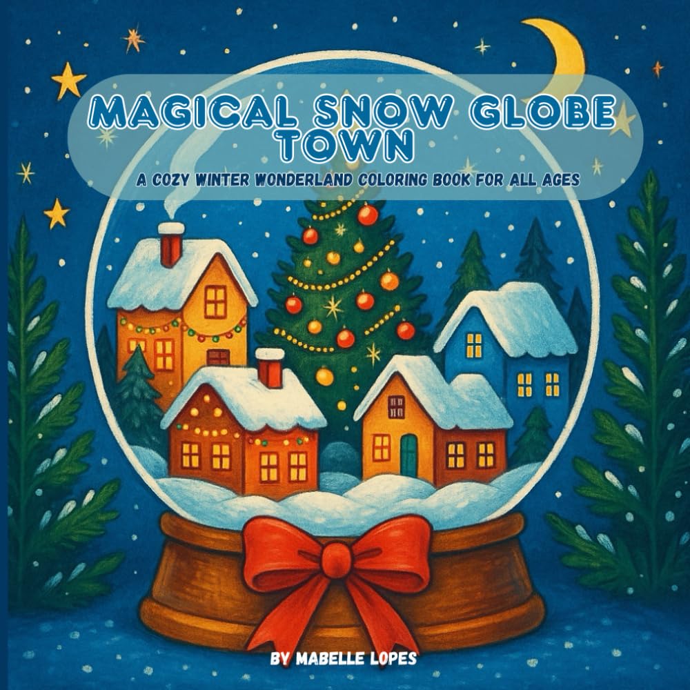 Magical Snow Globe Town: A Cozy Winter Wonderland Coloring Book for All Ages: Relaxing Snowy Village Scenes with Cozy Cabins, Christmas Lights, and Holiday Magic - Perfect for Winter Coloring Fun!