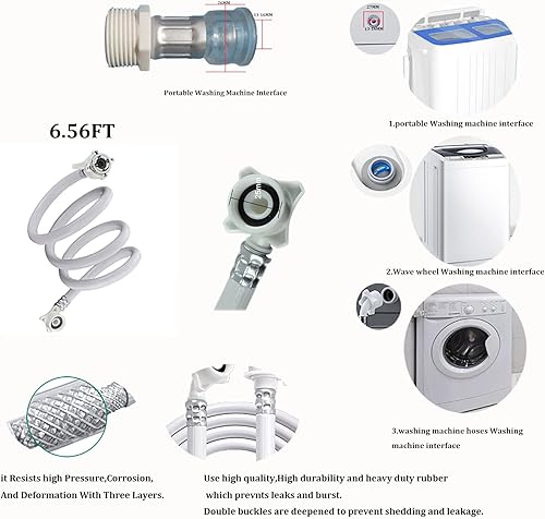 Miniatura 2 de Detulseor Whirlpool - Mangueras de lavadora compactas, manguera de lavadora de doble tina, lavadora portátil para accesorios, mangueras de entrada