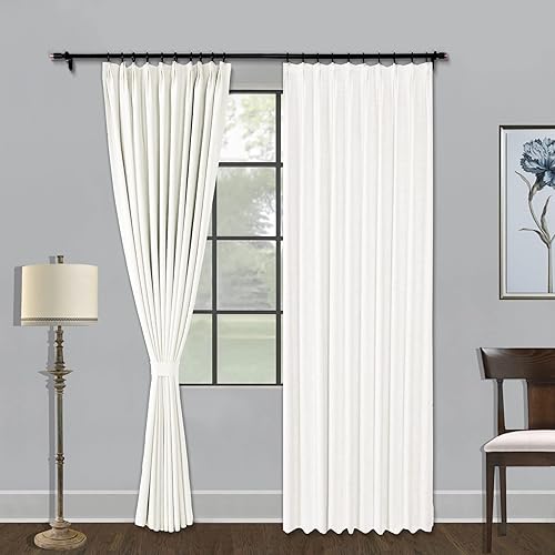 Miniatura 15 de Fcosie Cortina opaca para dormitorio, paneles de cortina con textura de lino, cortinas plisadas para oscurecer la habitación, bloqueo de luz, Verde