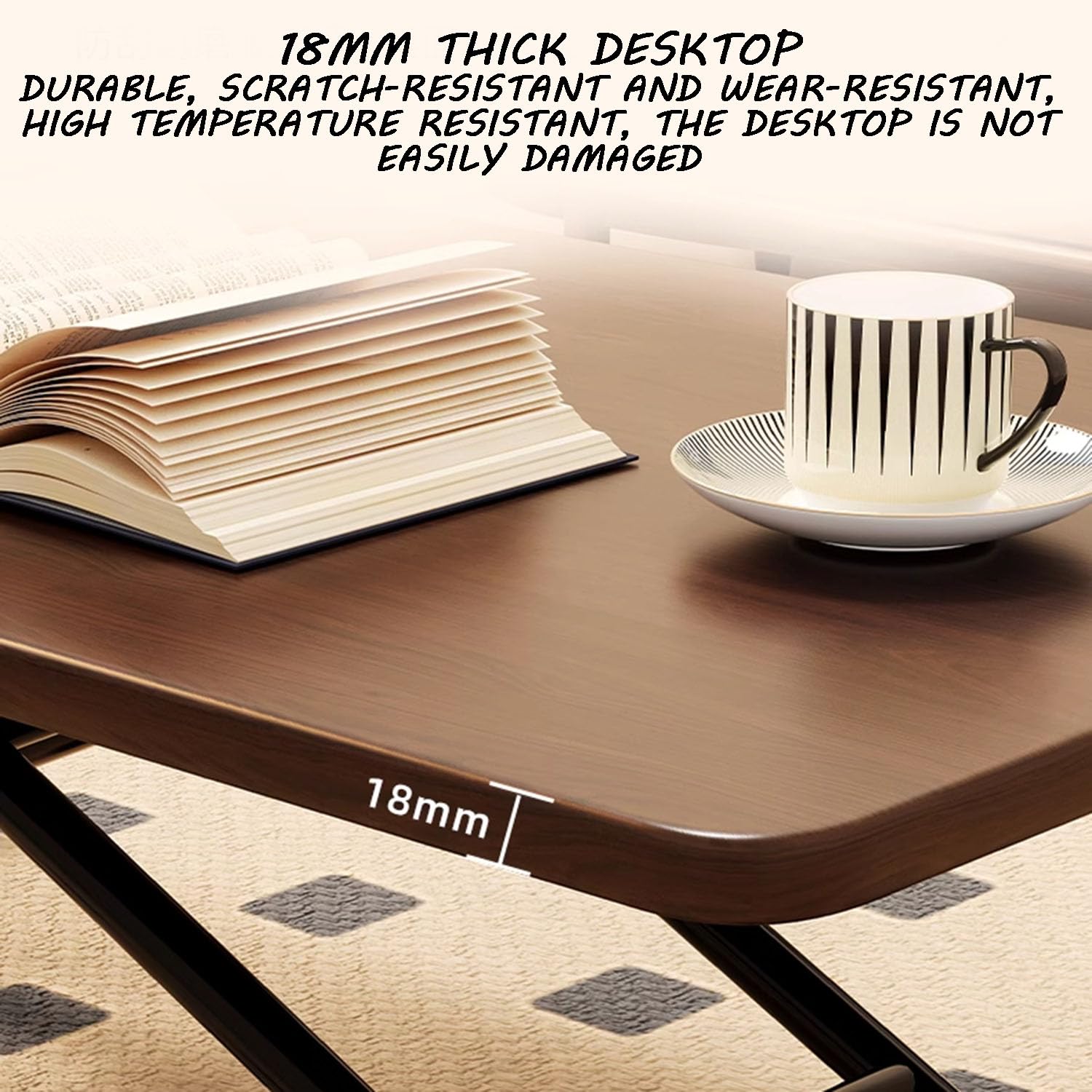 Mesa Plegable Retro, Mesa De Centro para Sala De Estar con Escritorio Engrosado, Mesa De Centro Elevable Móvil Multicolor, Mesa Auxiliar Estable Y Fácil De Almacenar, 90/100/120 Cm,90 * 60cm,Natural