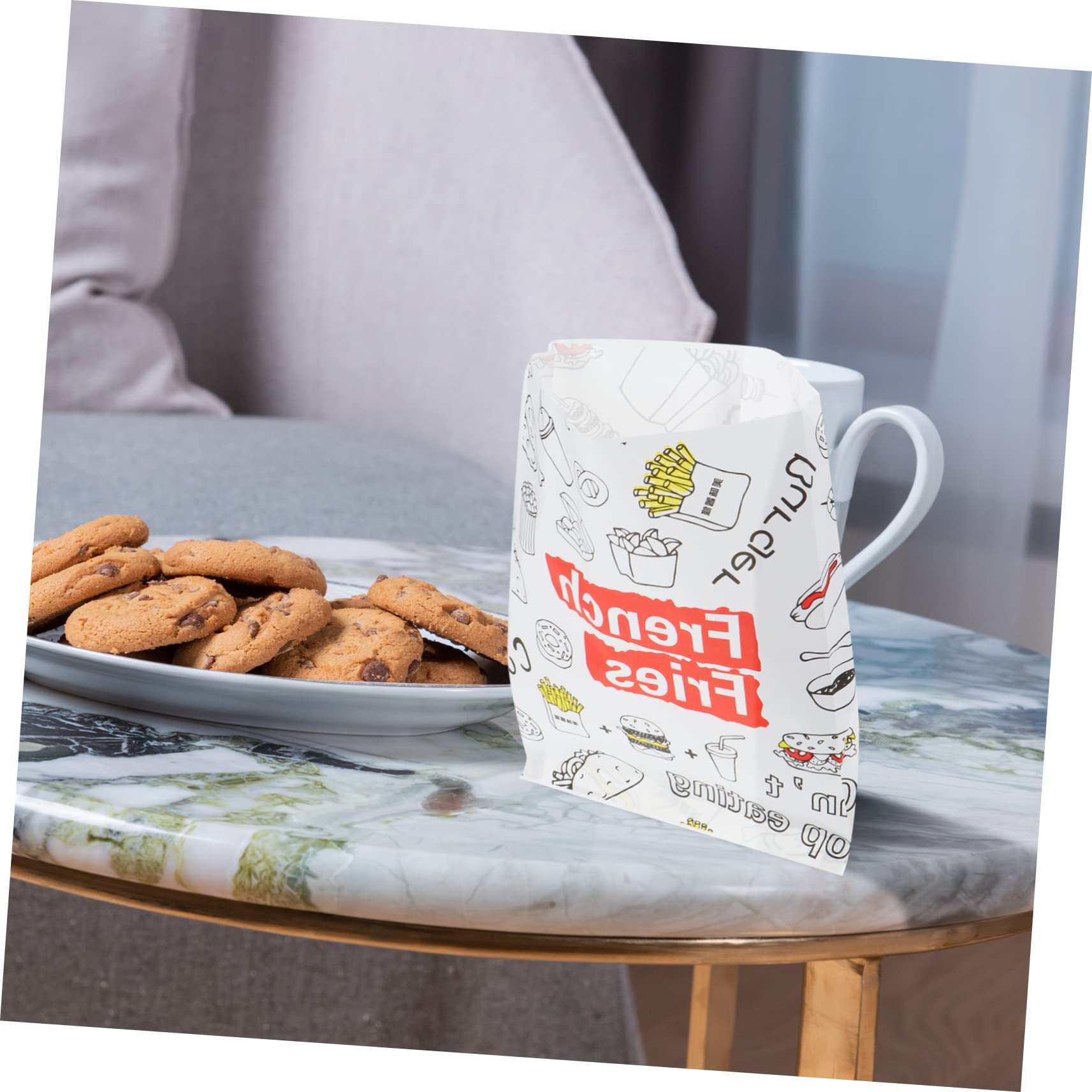 300piezas Bolsa De Papel Prueba De Aceite Para Comida Desechable Bolsa Para Papas Fritas y Snacks Para Envasar Alimentos y Llevar Eventos o Picnics