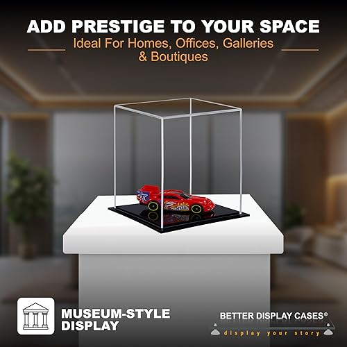 Vista 577 de Better Display Cases Versátil vitrina de acrílico transparente - Caja rectangular grande con base blanca 18" x 12" x 3" (BK09)