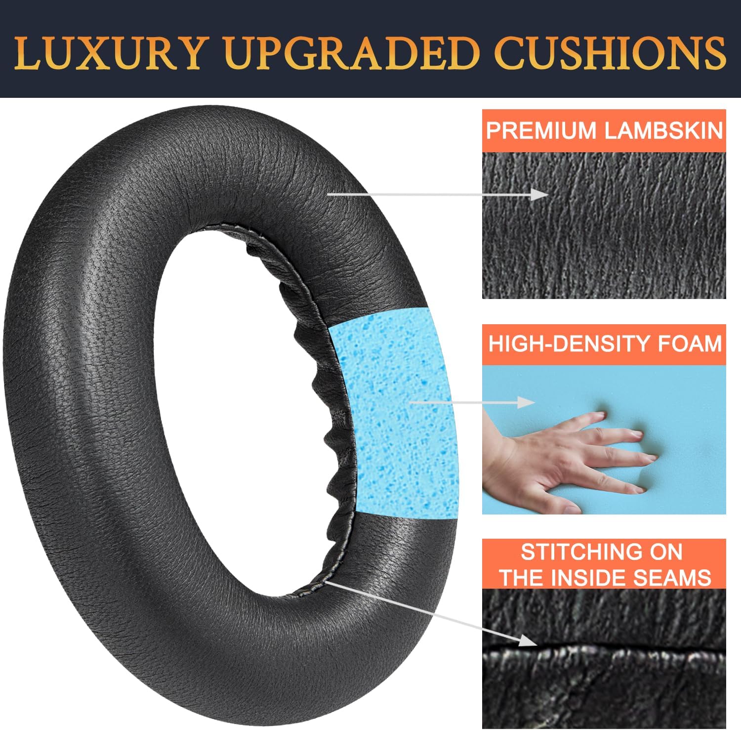 SOULWIT Lambskin Replacement Earpads for Bose QC Ultra/New QuietComfort Ultra(2nd Gen) Wireless Headphones, Ear Pads Cushions with High-Density Noise Isolation Foam - Brilliant Black