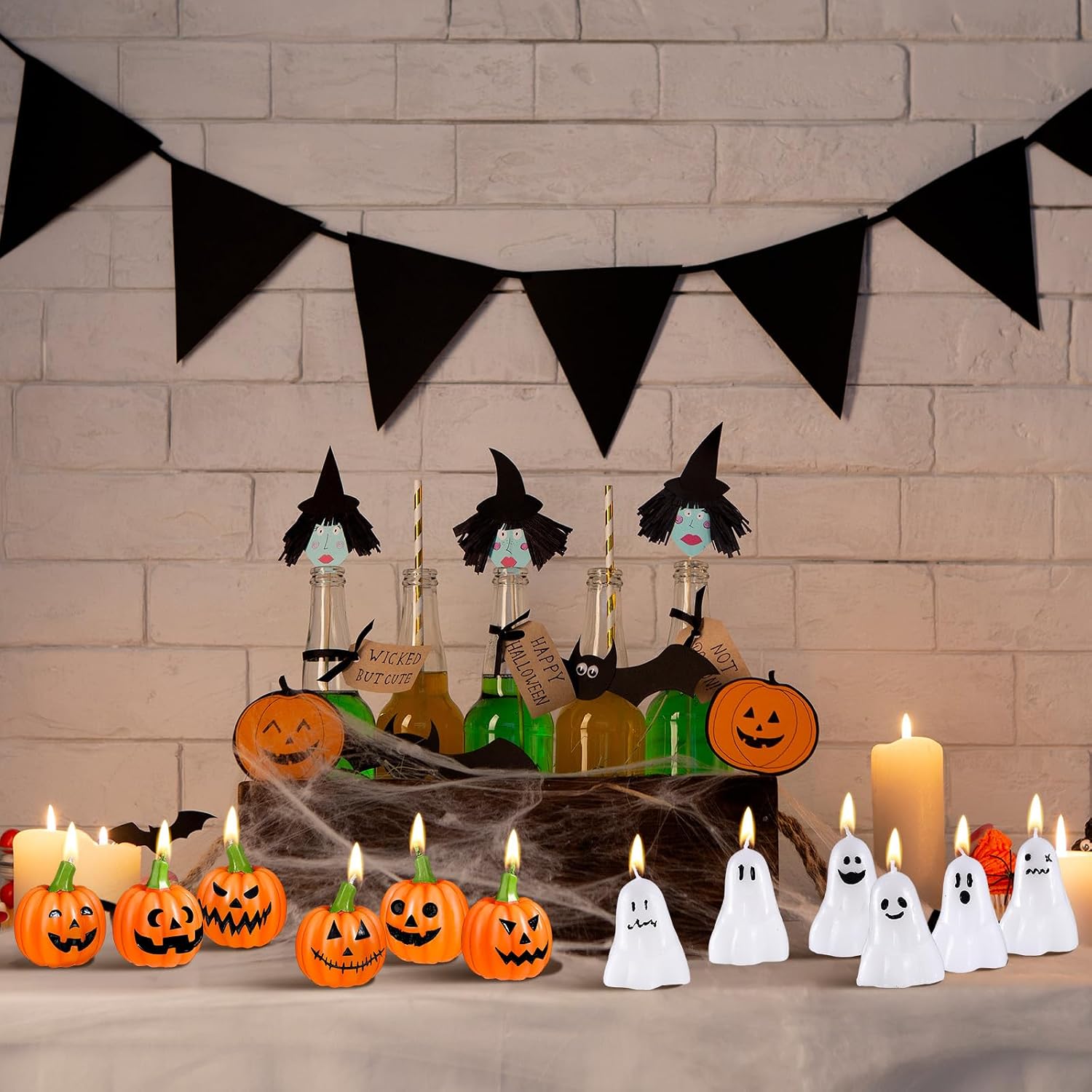 Mtlee 24 Pcs Halloween Ghost Pumpkin Scented Spooky Candles