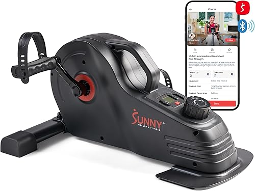 Vista 10 de Sunny Health & Fitness Ejercitador de Pedal de Doble Función Bajo el Escritorio, Mini Bicicleta de Cardio Portátil para Interiores en Casa, Ciclo
