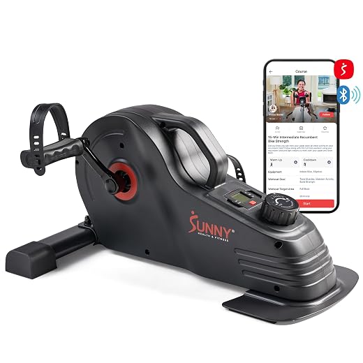 Sunny Health & Fitness Under Desk Bike Pedal Exerciser, Desk Elliptical Mini Bike - SF-B0891 , Gray