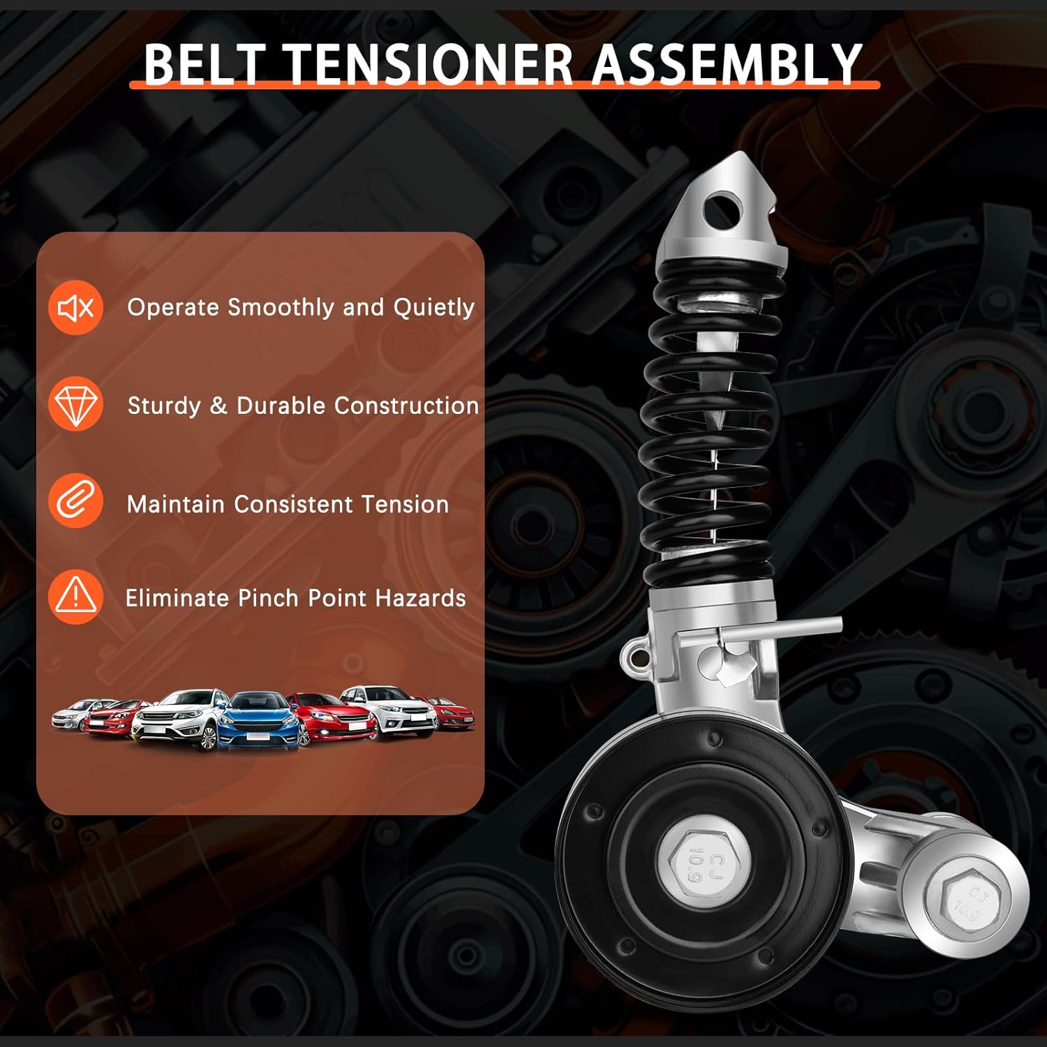 Drive Belt Tensioner Assembly with Pulley - Compatible with L4 1.4L Chevrolet Cruze 2011-2016/Sonic 2012-2019/Trax 2013-2020/Cruze Limited 2016/Buick Encore 2013-2020, 55565236, 55352021