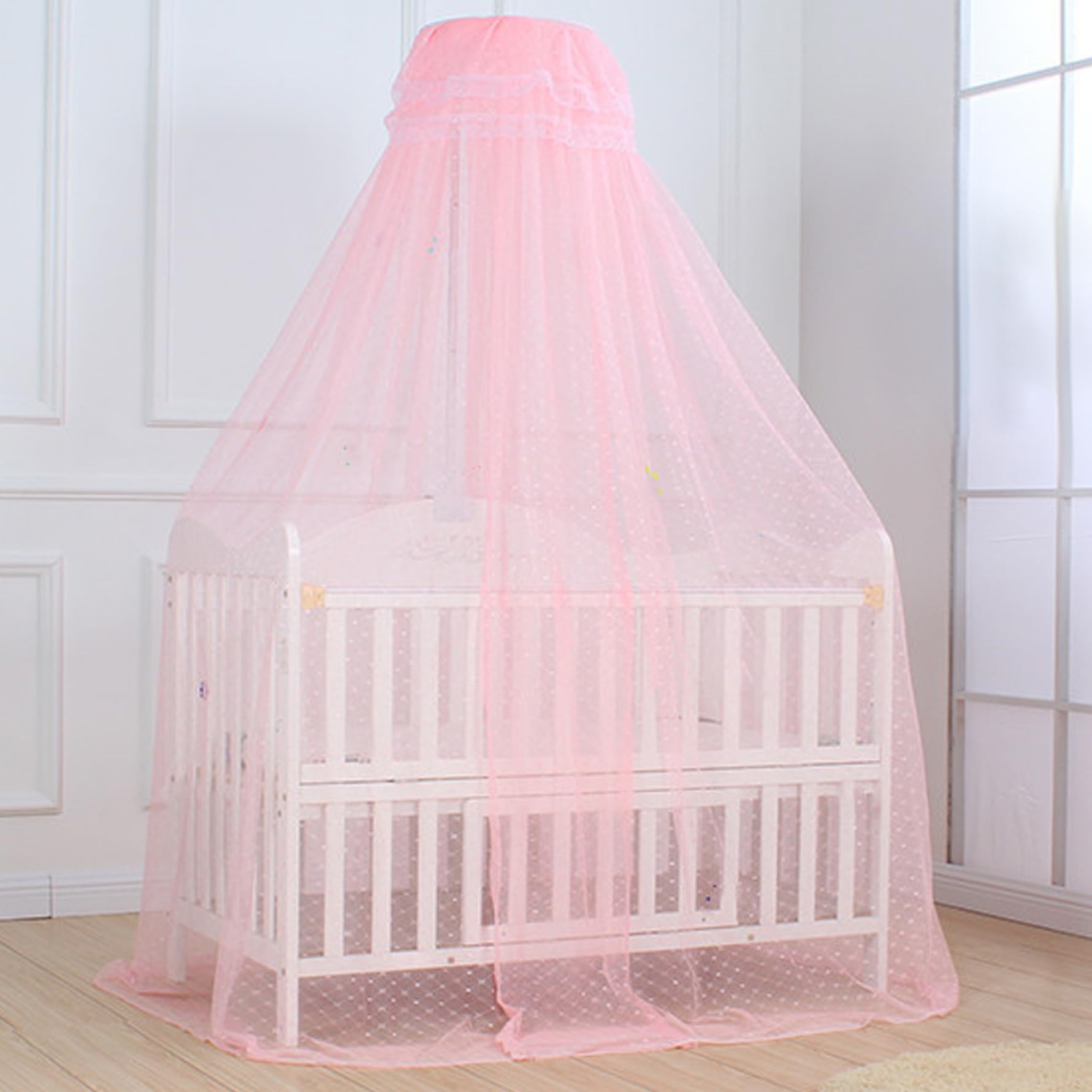 Comebachome Adjustable Height Baby Bed Canopy, Encrypted Mesh Breathable Skin-Friendly Bed Curtains