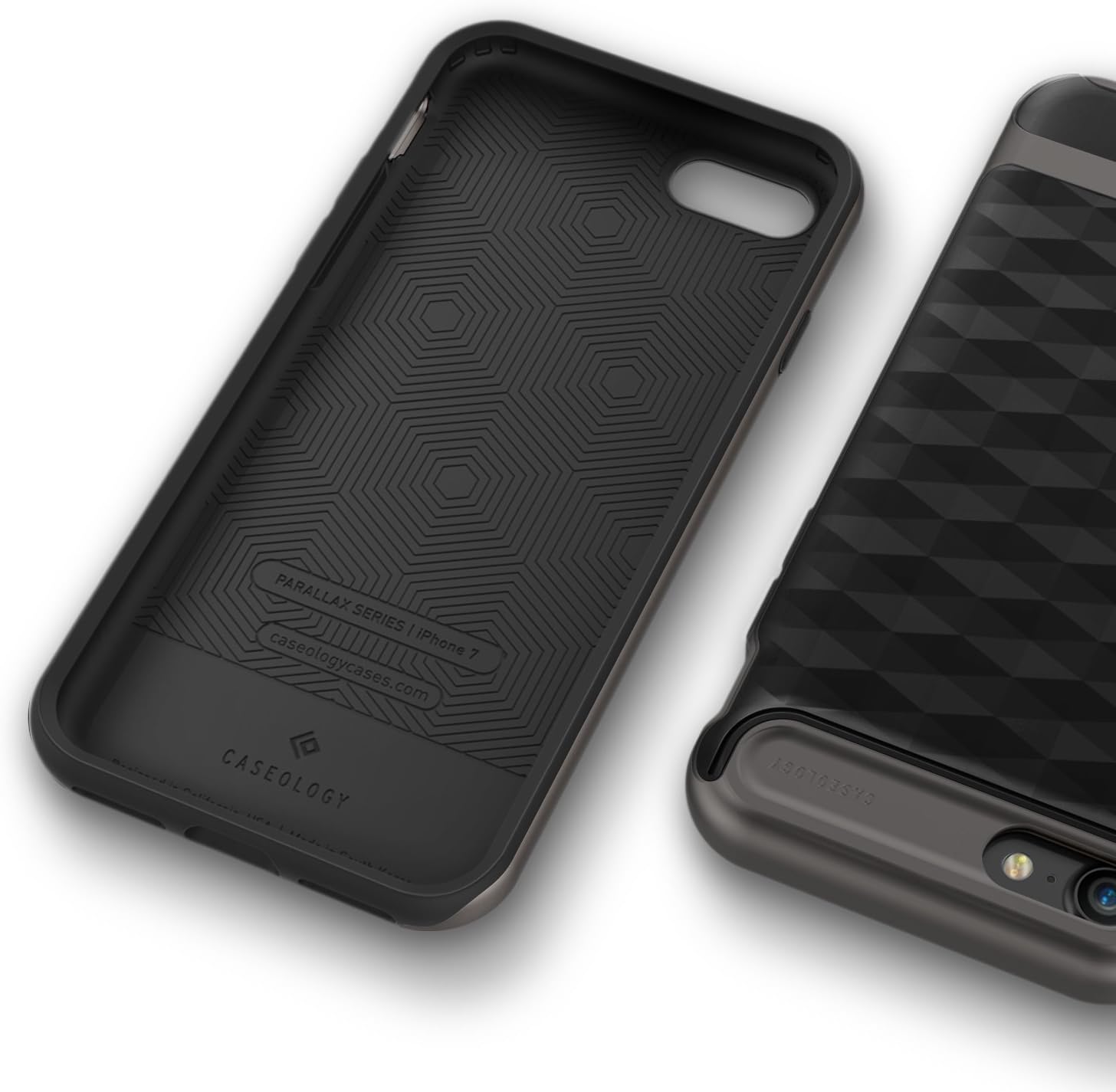 Caseology Parallax for Apple iPhone 8 Case (2017) / for iPhone 7 Case (2016) - Award Winning Design - Black/Warm Gray