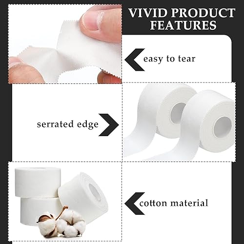 Miniatura 9 de 12 rollos de cinta deportiva de 328 pies cinta preenvuelta muy fuerte fácil de rasgar sin residuos cinta adhesiva para dedos tobillos muñequera