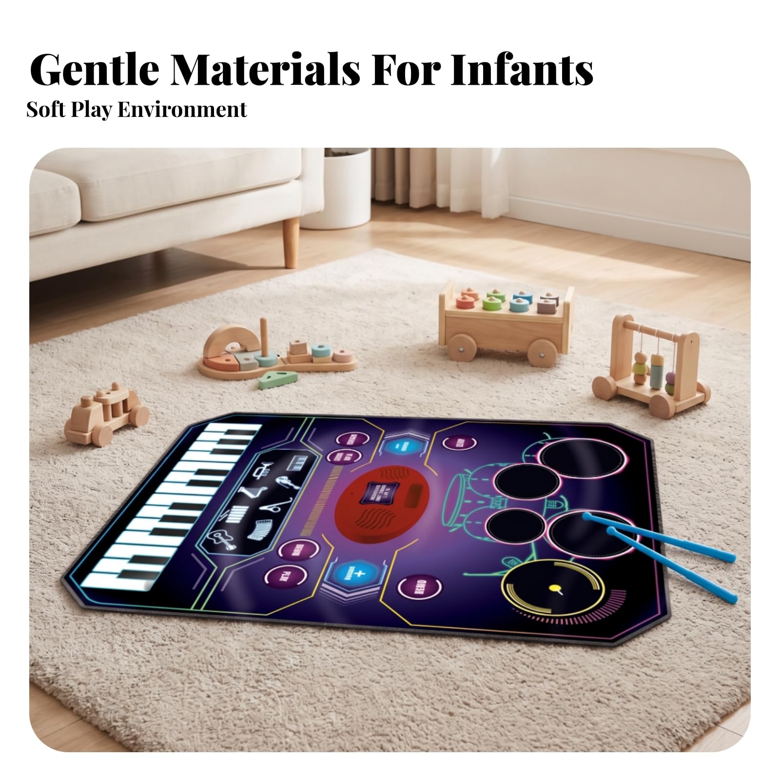 Tapis Jeu Musical Sûr 'éveil | sensoriel, Tapis Piano Percussion, Enfants