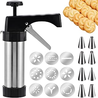 Stainless Steel Cookies Press,Cookie Press Gun Kit with 13 Cookie Discs ...