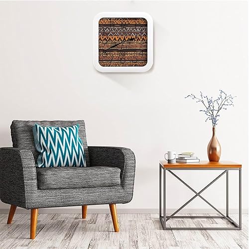 Miniatura 5 de 10" Square Modern Wall Clock,African Mud Cloth Tribal Print Kitchen Clocks Wall Battery Operated,Silent Non Ticking Unique Funny Cute Wall Clock for