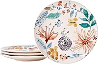 Vista 21 de Bico Blue Floral Haven - Juego de 4 platos de cena grandes de cerámica de 11 pulgadas para pasta, bistec, elegantes platos para servir, aptos