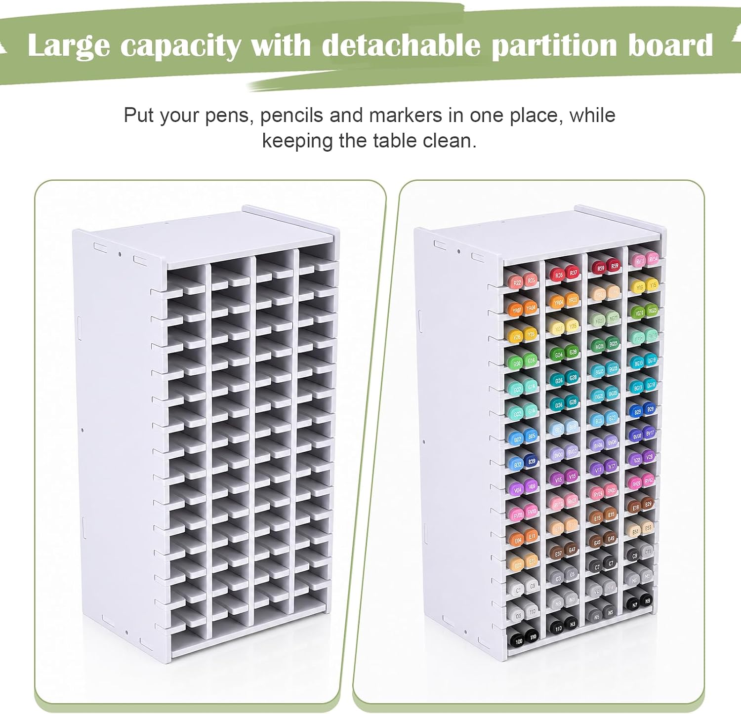 Marker Organizer, 120 Slots Alcohol Marker Storage Rack, Multi-Purpose Marker Storage Holder with Removable Dividers for Art Markers, Pens and Drawing Supplies image 4