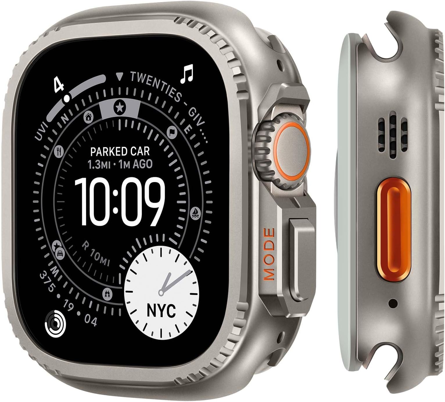 Metal Cases Compatible with Apple Watch Ultra 3/2/1 49mm Case, 2 in 1 Stainless Steel Protective Cover Rugged Bumper with Back Frame for iWatch Ultra 49mm, Titanium