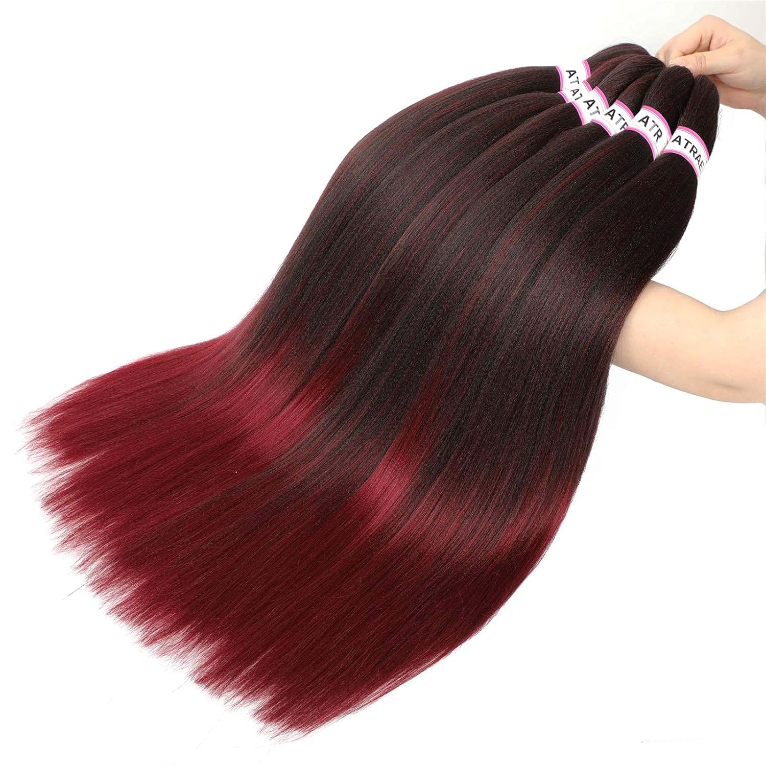 Pre Stretched Braiding Hair 8 Packs-26 Inch Ombre Braiding Hair,Red Hair For Braiding,Two Tone Yaki Texture Synthetic Hair For Box Braids Crochet Hair Itch Free Hot Water Setting(26inch,T1B/bug)