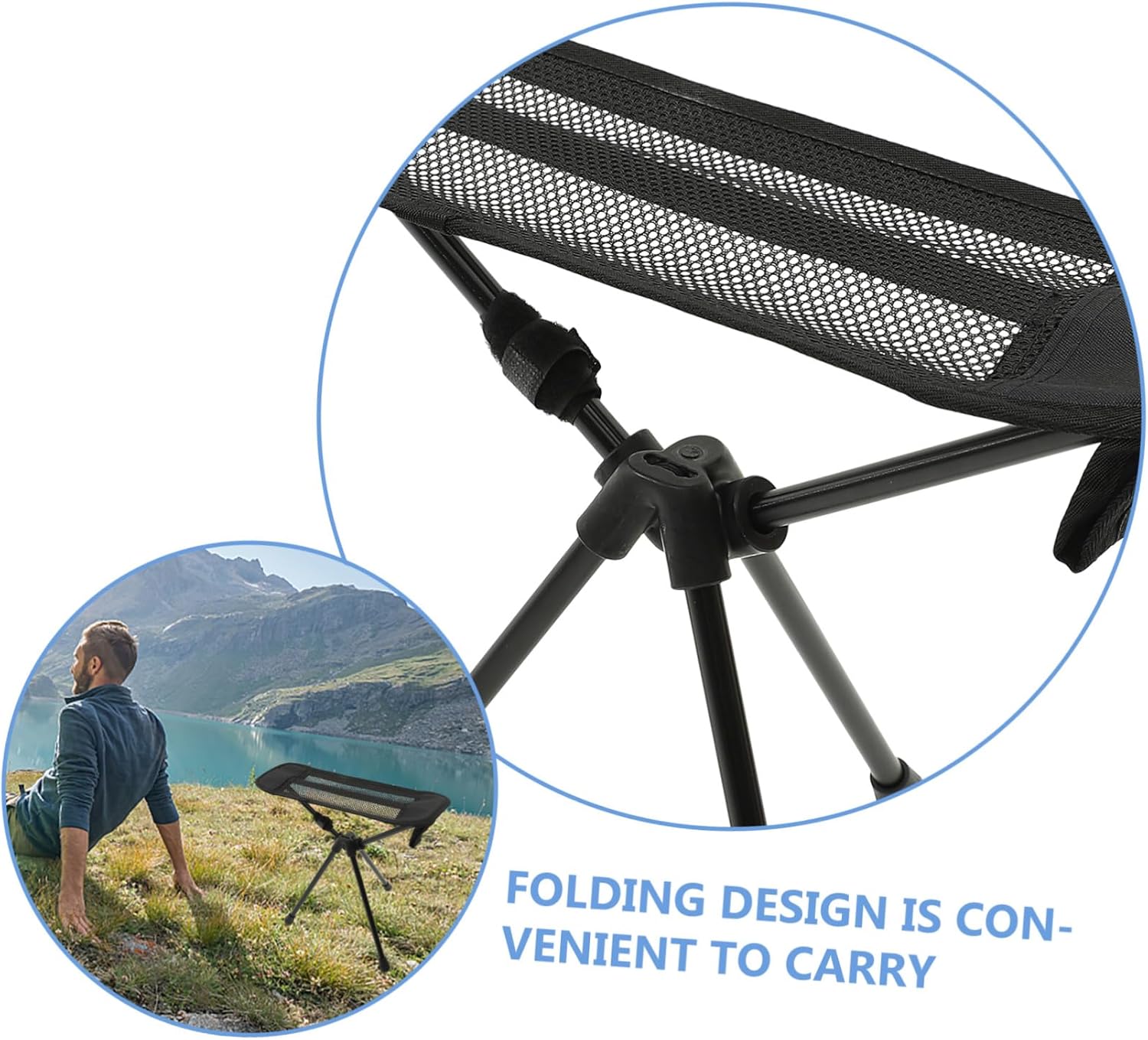Portable Foldable Camping Chair Lightweight Outdoor Stool Compact and Space-Saving for Fishing Hiking Picnic Black