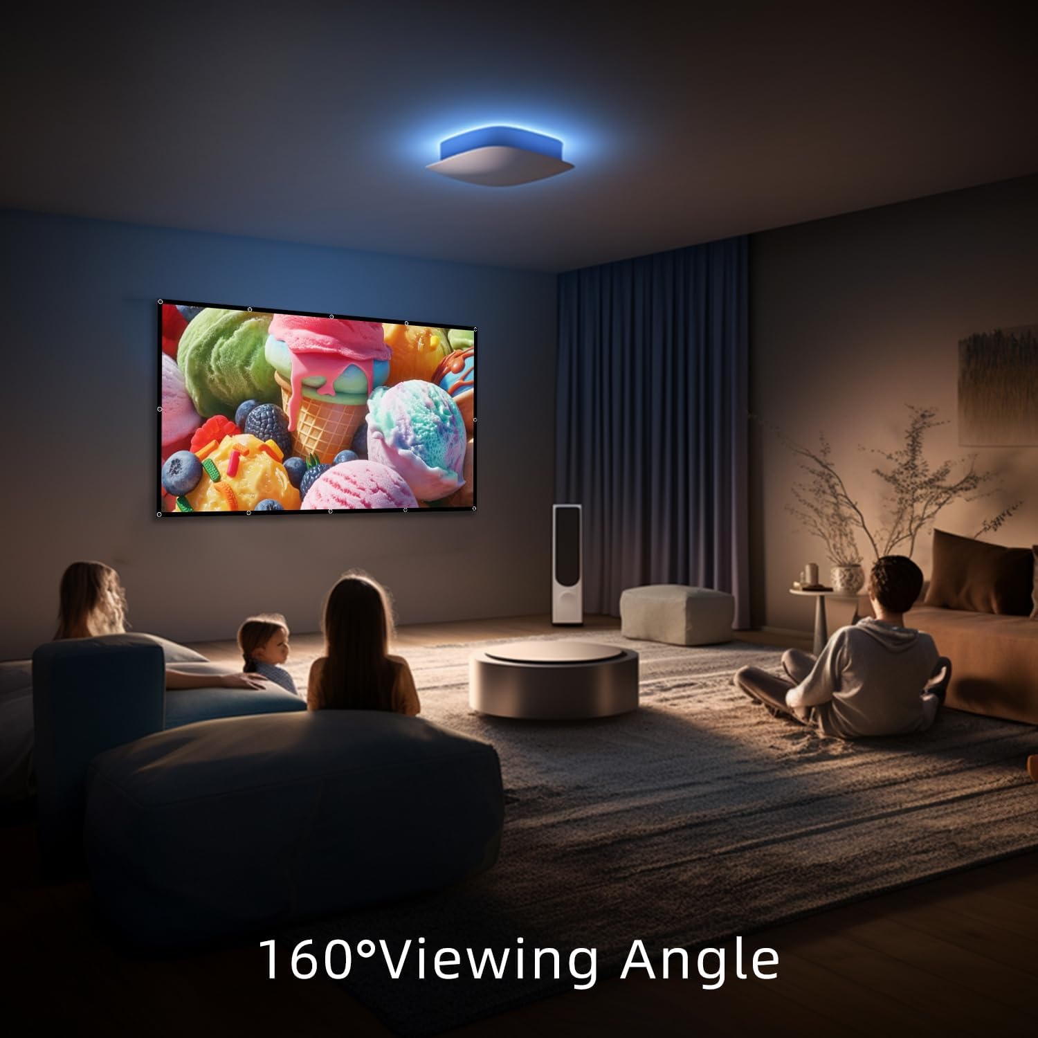 150 Inch Outdoor Projector Screen: Double-Sided Anti-Crease 4K HD Portable Screen Perfect for Home Theater