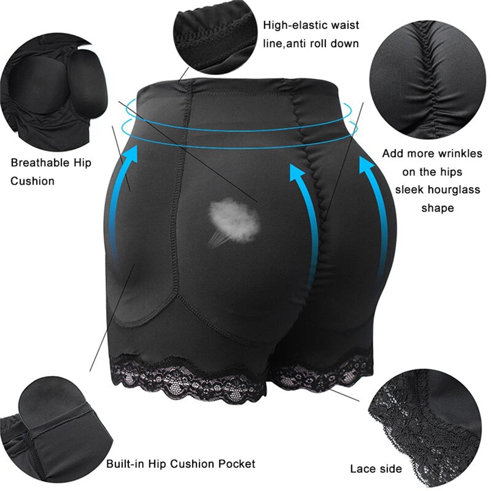 UKKO Guaina Modellante Donna Donne 4 Pads Enhancers Fales Ass Ass Hip Butt Lifter Shapers Control Mutandine