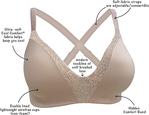 Miniatura 5 de PLAYTEX Sujetador convertible sin varillas para mujer, talla grande, ultra suave, ComfortFlex Fit Us4832