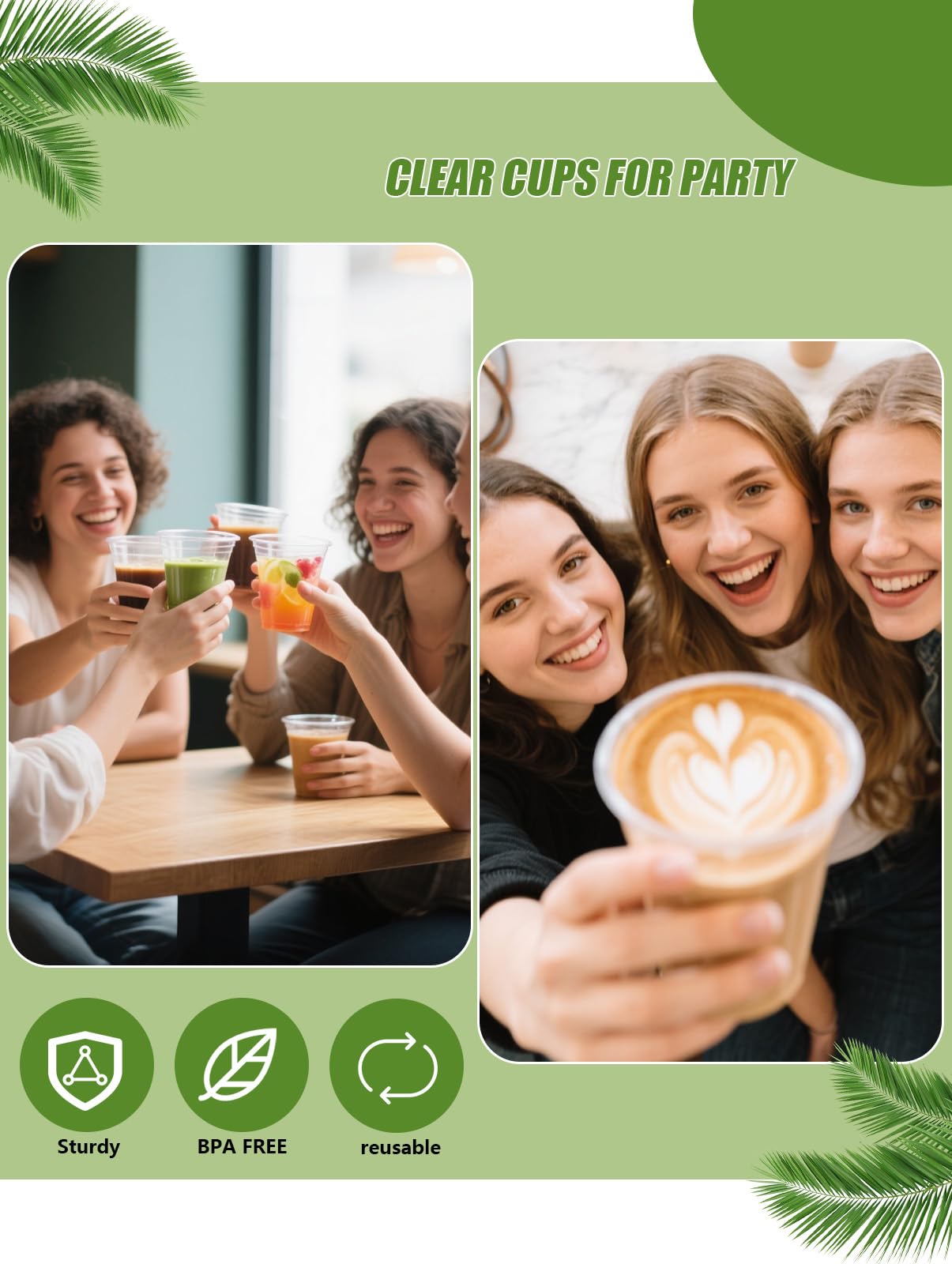 300 Stück 350ML durchsichtige plastikbecher,Wiederverwendbar becher plastik,Geeignet für Eiskaffee,Milchtee,Cola,Orangensaft und andere kalte Getränke,geeignet für Partys,Picknicks,Bankette