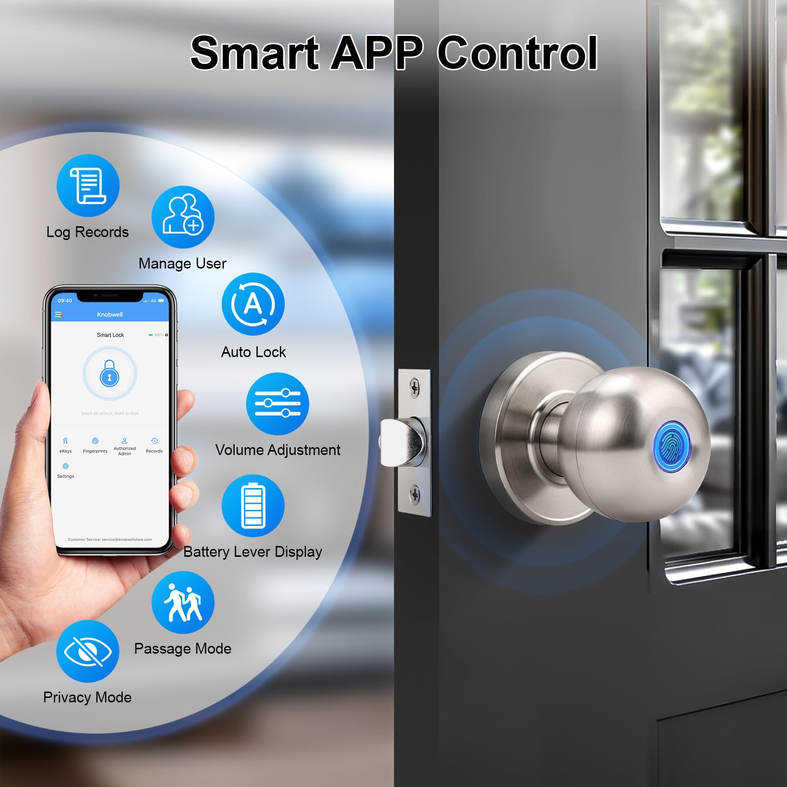 Smart Fingerprint Door Knob - Keyless Entry -6
