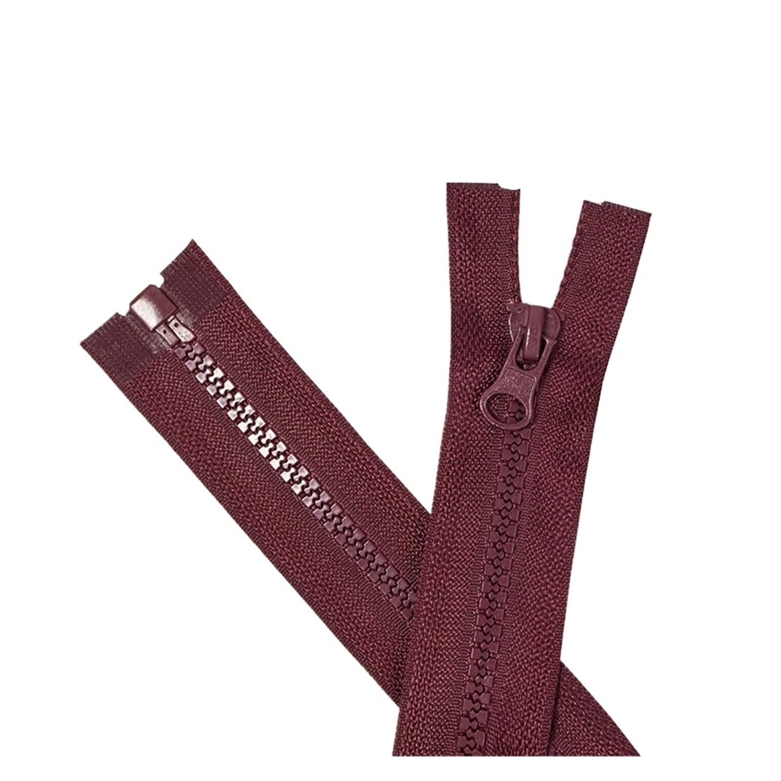 Chiusure Lampo Resina Cerniera ad apertura singola in resina 10 pezzi 5#, giacca for abbigliamento, piumino, abiti da lavoro, cerniera in plastica a denti grossi(Wine red-10pcs,100cm)