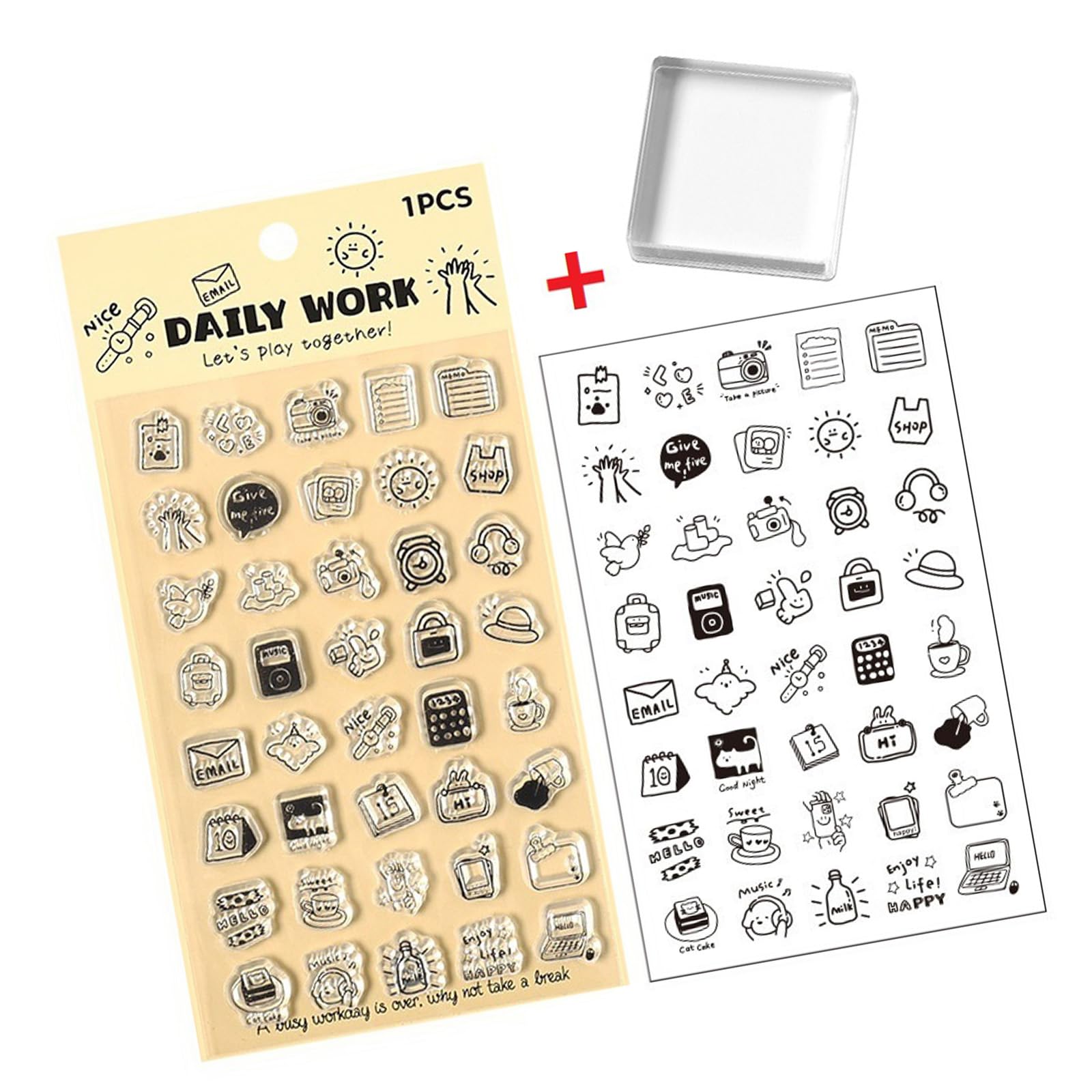 Journal Stamper Set with Anti Slip Grip Acrylic Handle for Journal Diary Planner Album Scrapbooking and Paper Craft Clear Clear Postage for Crafting
