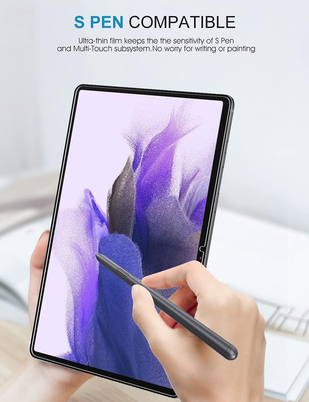 [2 Pack ] SPARIN Screen Protector Compatible with Samsung Galaxy Tab S7 FE 2021 / Galaxy Tab S7 Plus, Tempered Glass/S Pen Compatible/Anti-Scratch/Bubble Free : Electronics