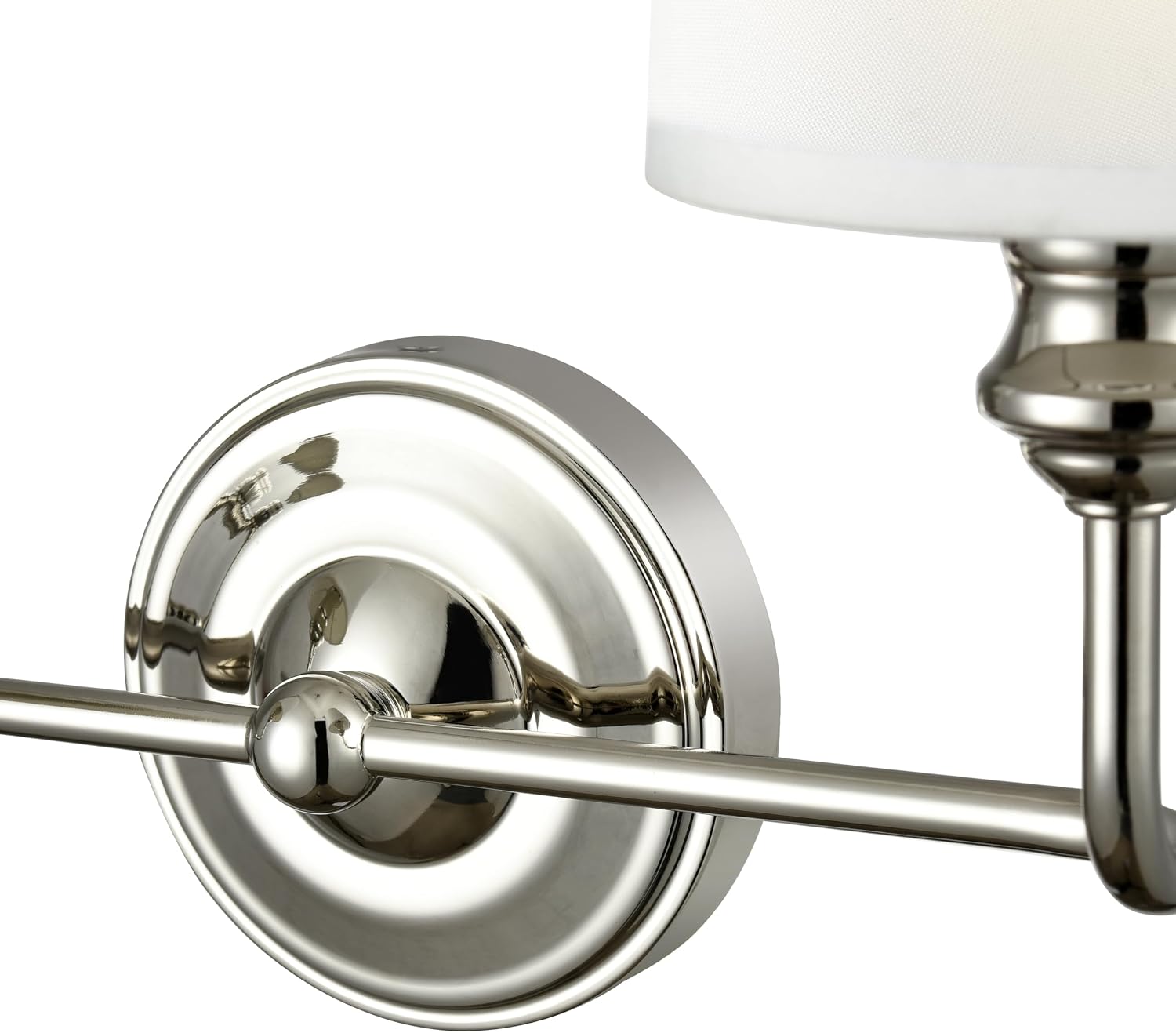 ML Lighting | Leena Collection | 99802-PN | Indoor 2 Light Vanity in Polished Nickel with White Fabric Shade | Elegant and Versatile Design for Any Bathroom