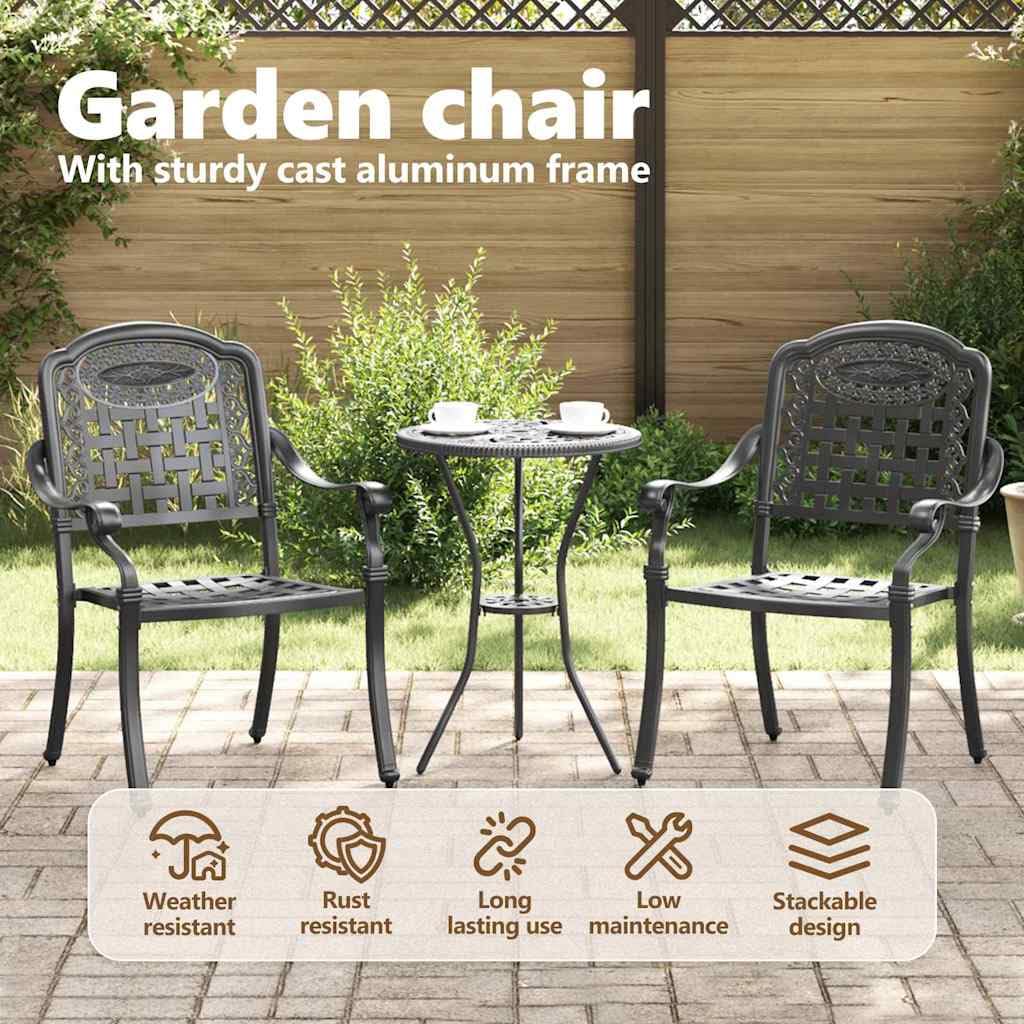 vidaXL Krzesło Ogrodowe 2 szt. Czarny Aluminium