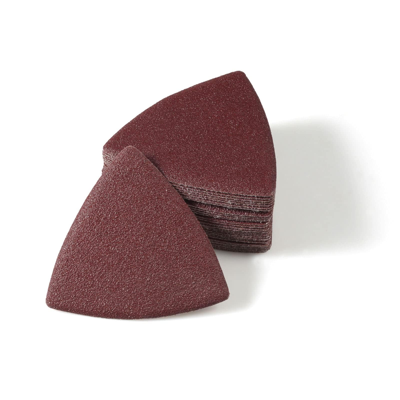Leontool Red 30 Pcs 3-1/8 Inch (80Mm) Triangular Hook & Loop Oscillating Multitool Sanding Pads Triangle Sanding Pads 80 Grit No Hole Triangle Sandpaper Detail Sander Sandpaper For Wood Metal Polishing