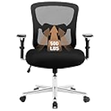 Ergonomic Home Office Desk Chair - Heavy Duty Mid Back with Lumbar Support & 4D Armrest, Height Adjustable Mesh Computer Gaming with Backrest & Swivel Wheels, Black