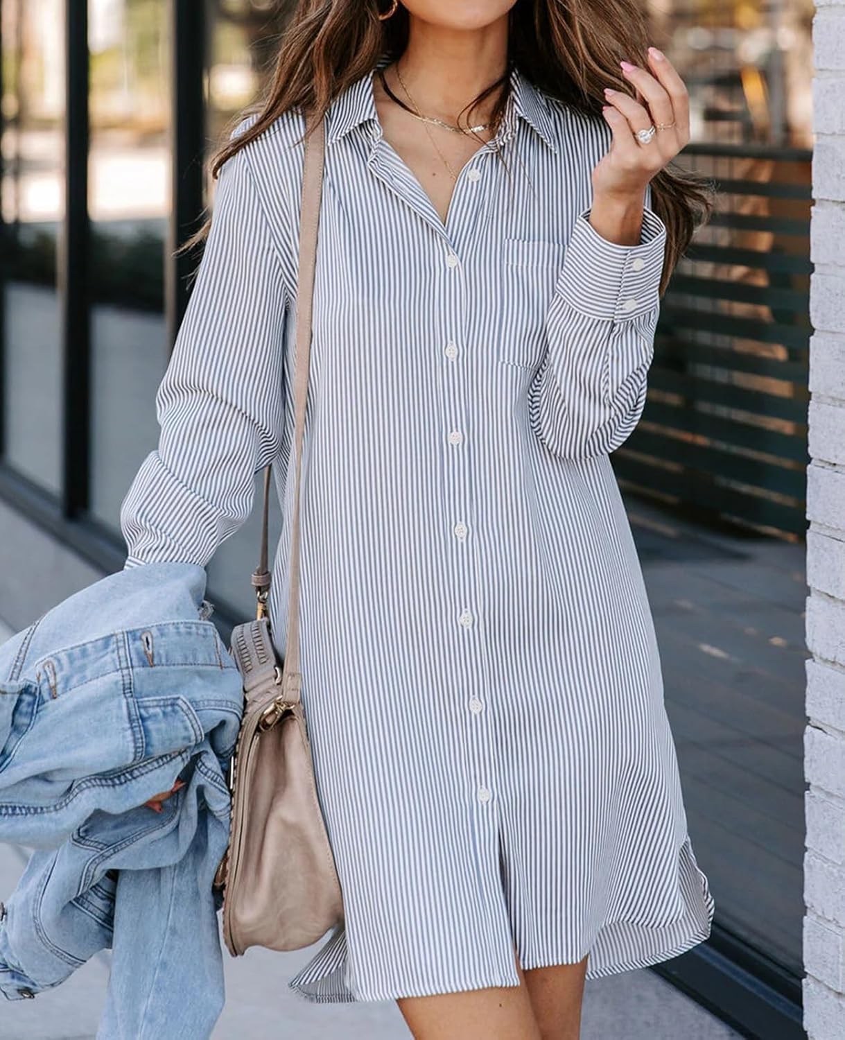 MINTLIMIT Womens Button Down Shirt Dress Long Sleeve Loose Spring Summer Casual Shirt Dresses with Pockets 2025 Trendy - Image 7