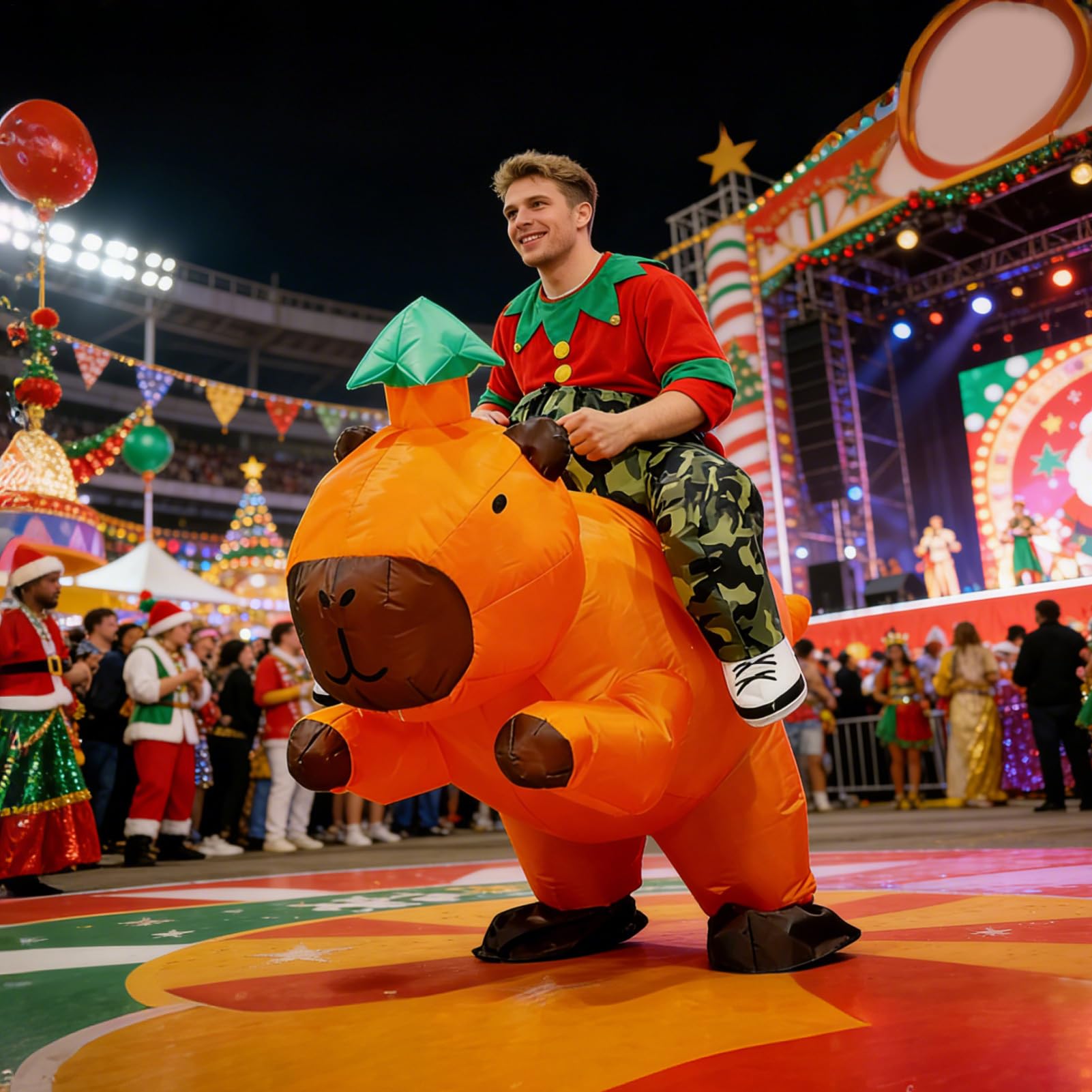 Nadmuchiwany Kostium Kapibary Dla Mężczyzn Halloween Nadmuchiwany Strój | Kostium Jazdy Na Zwierzęciu Dla Halloween Szkolne Występy Karnawał Urodziny Święto Tematyczna Impreza Spotkania