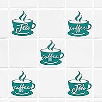 Vista 6 de Coffee Cup Tile wall Sticker for Kitchen, Tea Cup wall art, Kitchen stickers, Restaurant wall decal, Tile Transfer for Kitchen, Tile wall stickers